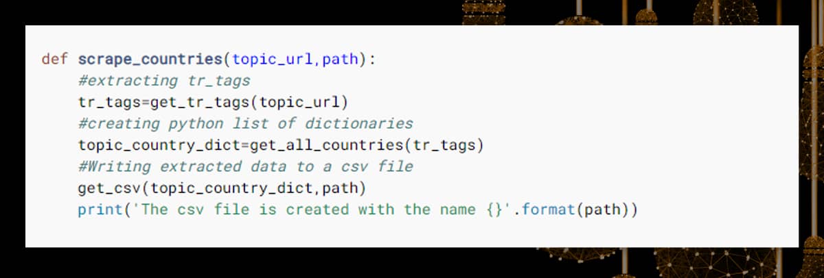scrape countries helper function