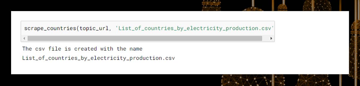 scrape countries function