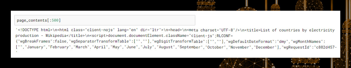HTML source code