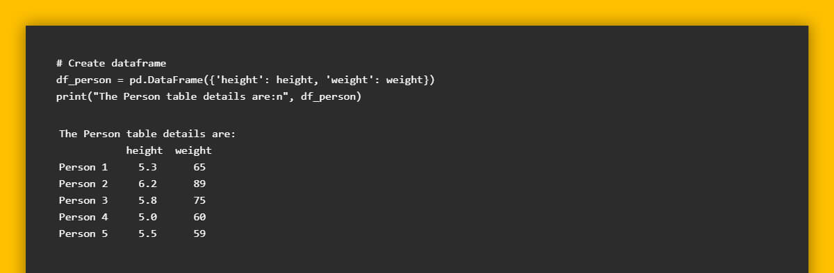  'height' and 'weight' Series